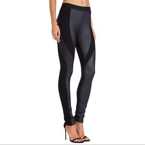 BCBGMaxAzria Faux Leather contrast leggings Black Size Medium